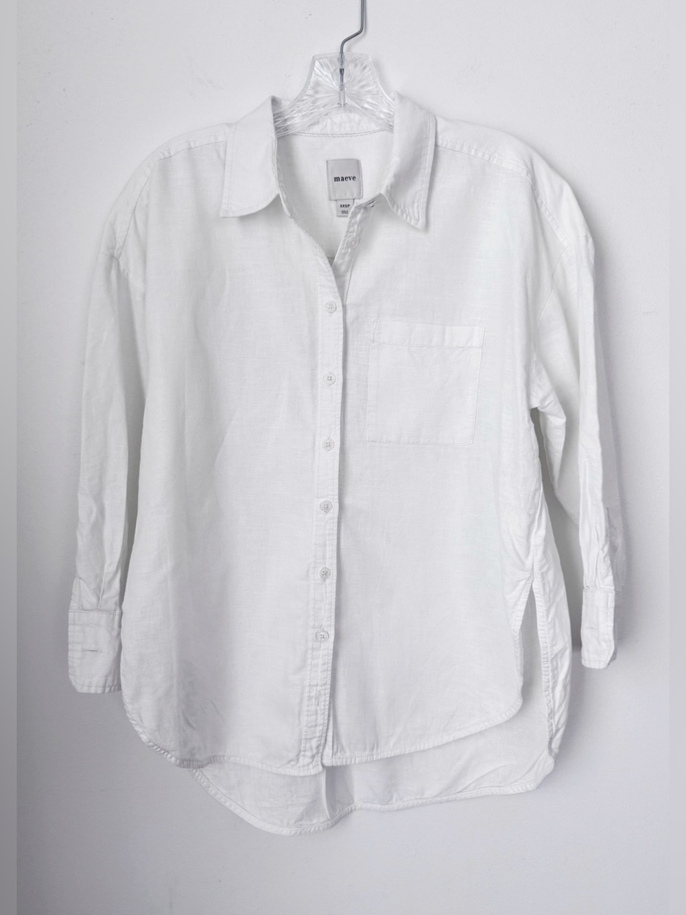 Maeve oversized White Linen-Blend Button Down Shirt- XXSP - Anthropologie